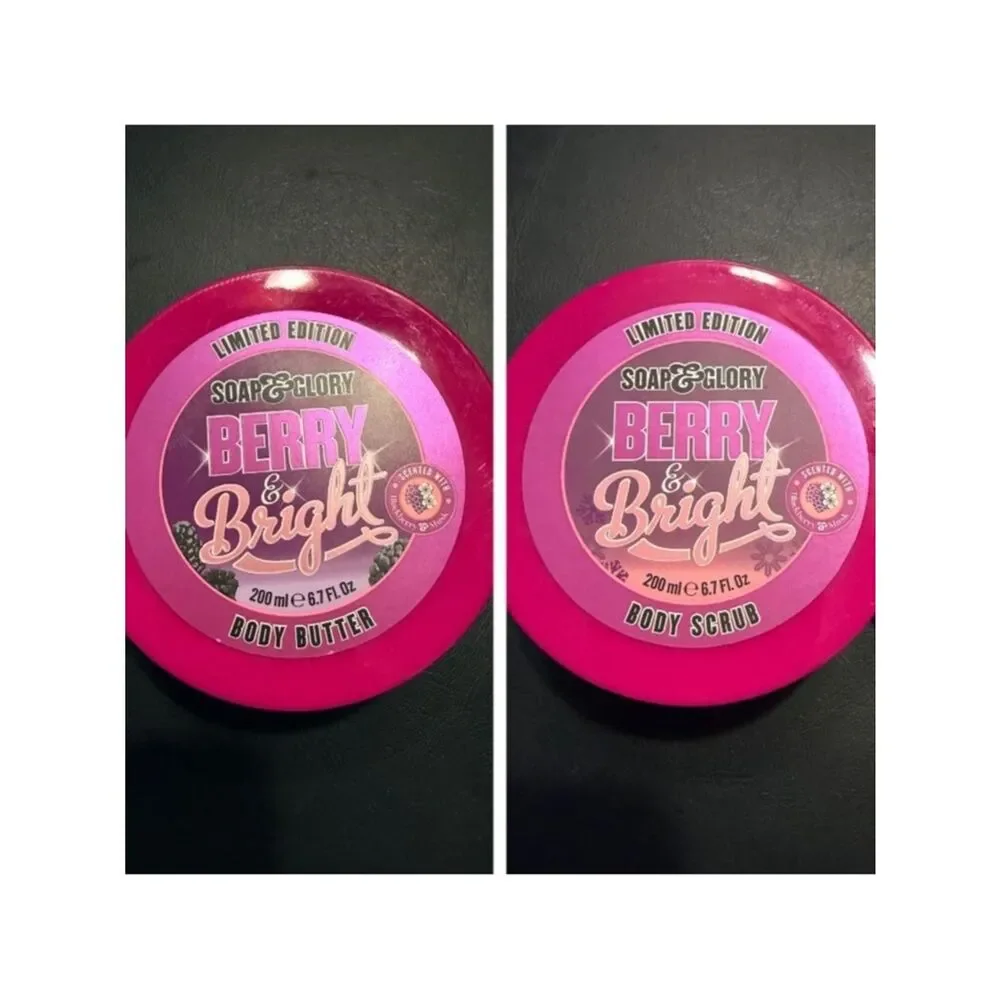 🌻 Soap & Glory Berry & Bright Body Scrub and Body Butter Set New FullSz